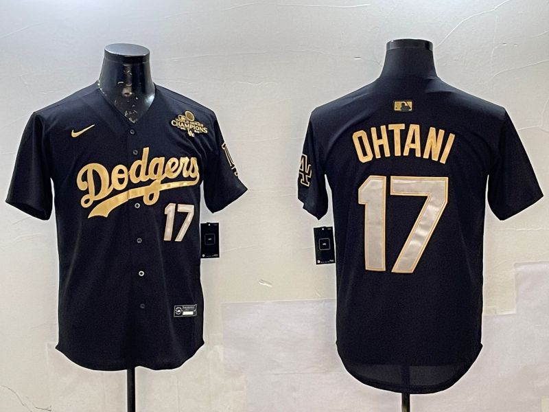 Men Los Angeles Dodgers 17 Ohtani Black Gold Game 2025 Nike MLB Jersey style 02254